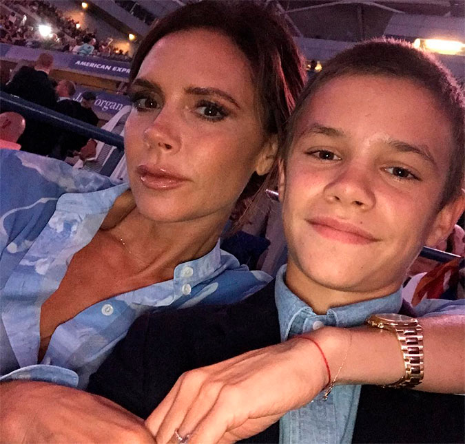 Após tarde de compras, Victoria Beckham leva o filho, Romeo, para o <i>US Open</i>!