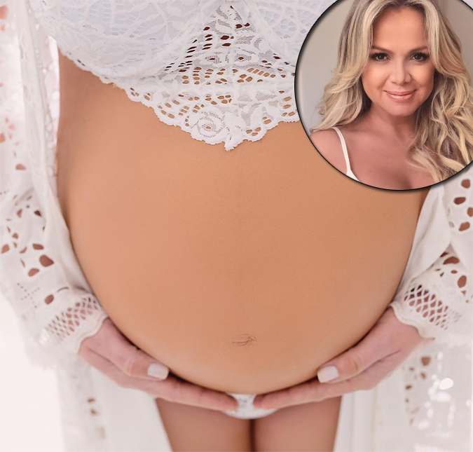 Eliana mostra o barrigão na reta final da gravidez