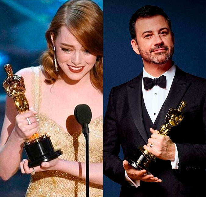 Emma Stone conta que Jimmy Kimmel enviou presente inusitado para seu <I>Oscar</i>!