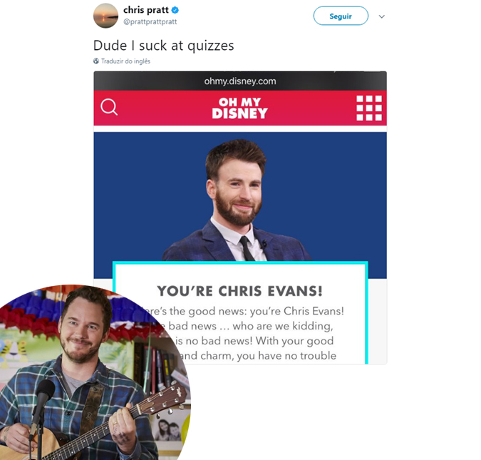 Qual <i>Chris</i> de Hollywood é você? Chris Pratt descobre que é Chris Evans e <i>internet</i> vai à loucura, entenda!