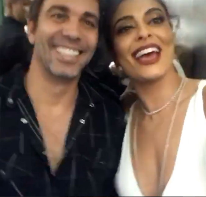 Juliana Paes fica presa em elevador com Marcelo Faria antes de pré-estreia!