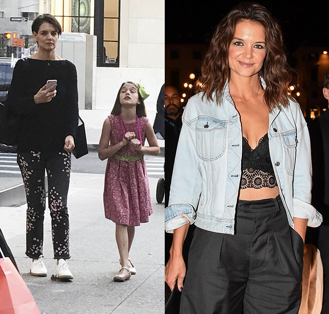 Katie Holmes radicaliza e corta os cabelos bem curtinhos, compare!