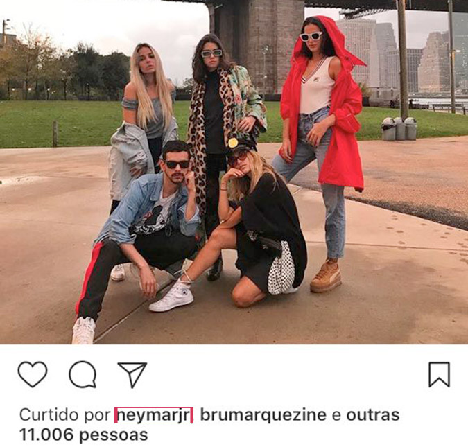 Neymar curte mais uma foto de Bruna Marquezine e fãs brincam: <I>Está de olho</I>!