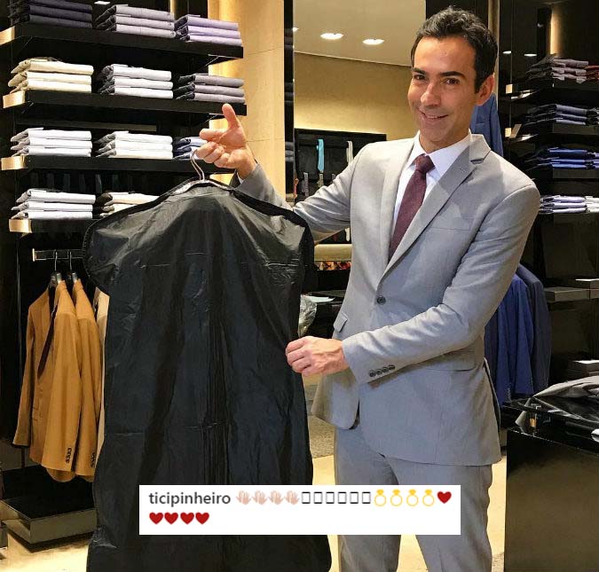 Cesar Tralli faz mistério sobre terno que vai usar no casamento: <i>Segredo</i>