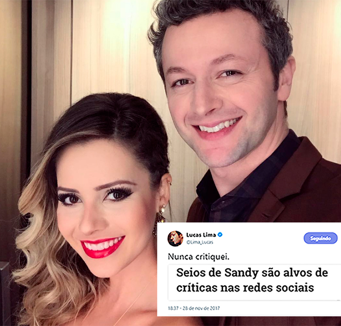 Após repercussão, Lucas Lima brinca sobre seios de Sandy: <i>Nunca critiquei</i>
