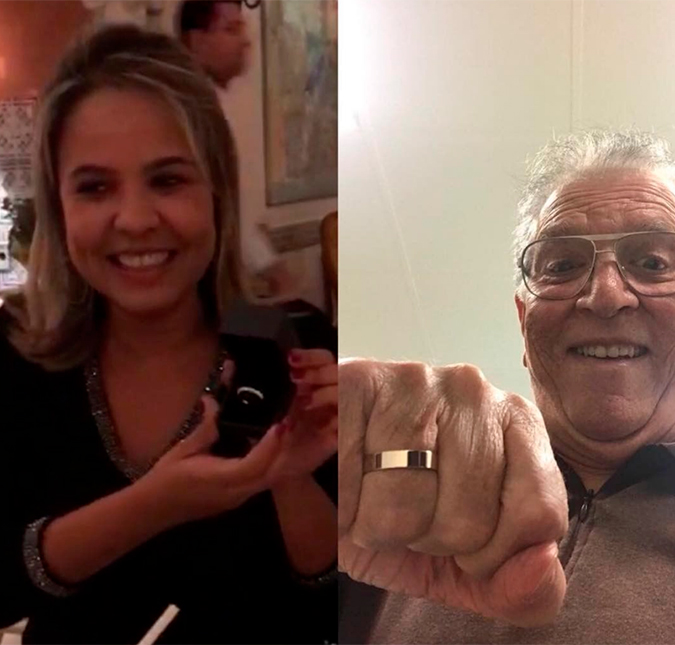 É oficial! Carlos Alberto de Nóbrega troca alianças de noivado com nutricionista