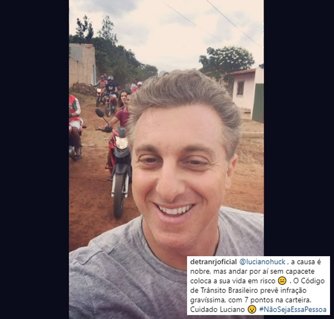 Luciano Huck leva bronca do <i>Detran-RJ</i> ao gravar vídeo em moto sem capacete