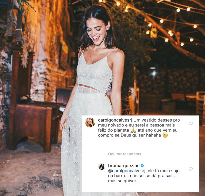 Fã pede vestido de Bruna Marquezine usado no Ano Novo e ela responde: <i>Se você quiser...</i>