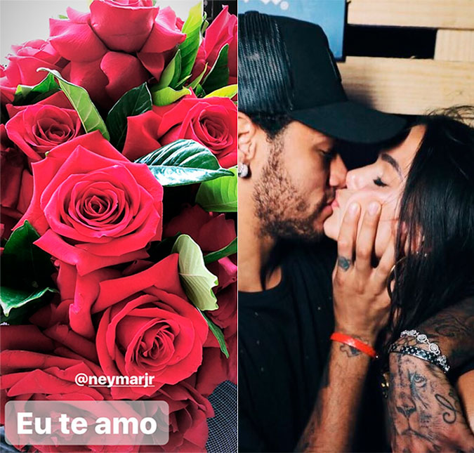 Bruna Marquezine ganha flores de Neymar e se declara para o namorado: <i>Te amo</i>