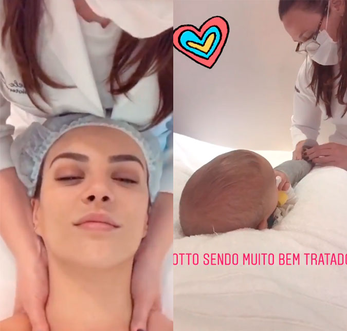 Esposa de Junior Lima, Monica Benini compartilha vídeo fofo de Otto recebendo massagem, assista!
