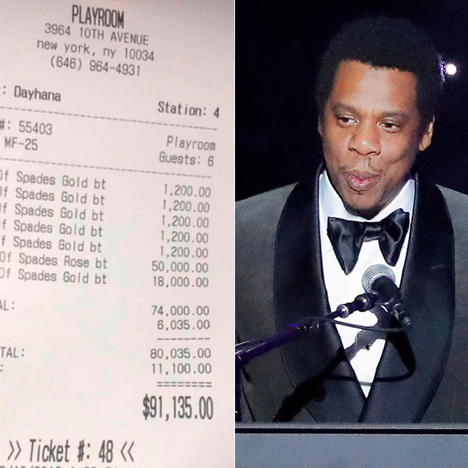 Jay-Z gasta mais de 320 mil reais em noitada com os amigos!