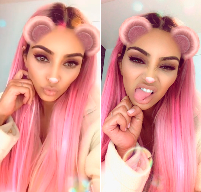 Kim Kardashian surge de cabelo rosa e revela qual é a pior parte de ser quem ela é