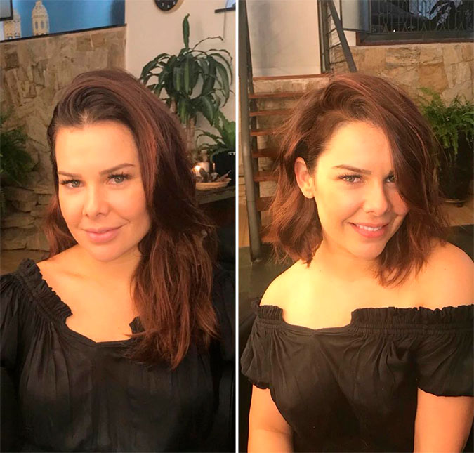 Fernanda Souza não só muda o visual, mas faz corte ideal para seu tipo de rosto