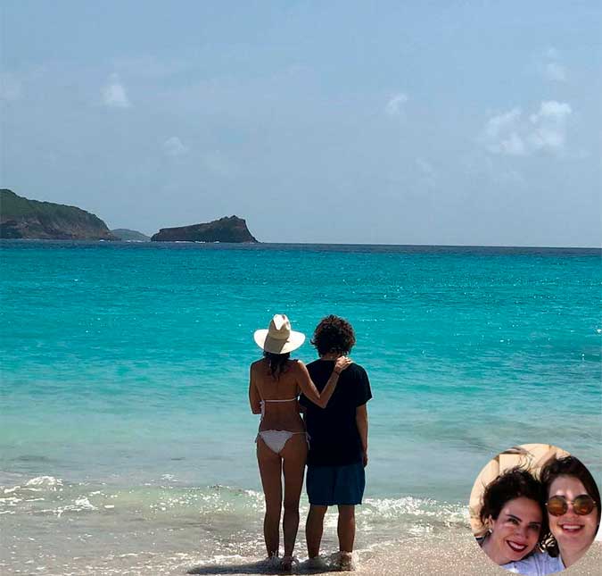 Luciana Gimenez posa com o filho na praia e seguidores apontam que ela estaria hospedada na casa do ex, Mick Jagger