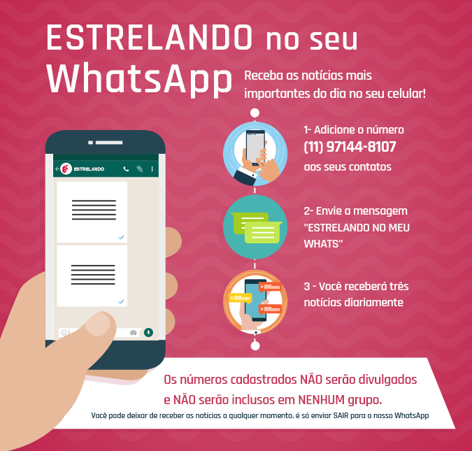 Receba as principais notícias do <I><B>ESTRELANDO</i></b> no seu <I>WhatsApp</I>
