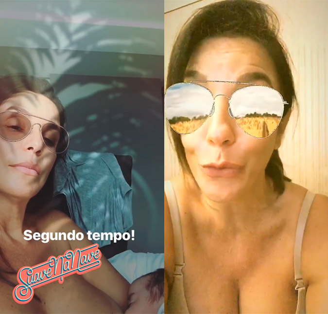 Ivete Sangalo posta foto amamentando filha e faz vídeo de sutiã: <i>- Porque é peito aqui, peito ali, peito lá</i>