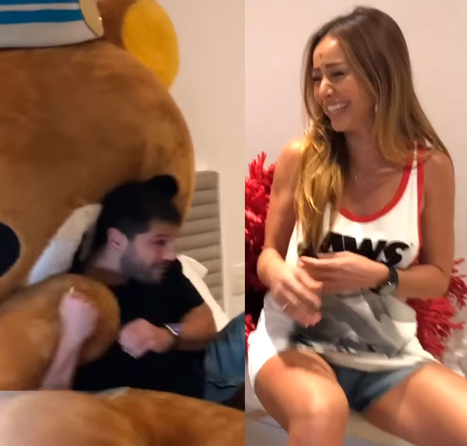 Sabrina Sato faz pegadinha e assusta Duda Nagle com urso gigante, assista!