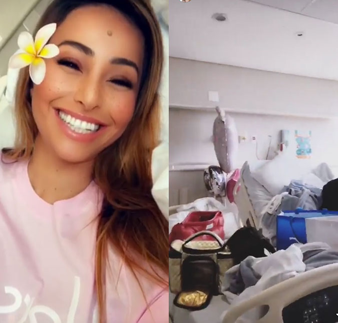 Sabrina Sato mostra bagunça antes de deixar quarto de hospital