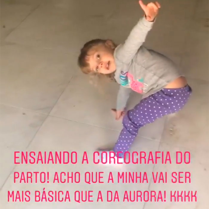 Prestes a dar à luz, Mariana Bridi publica vídeo da filha dançando e brinca: <i>- Ensaiando a coreografia do parto</i>