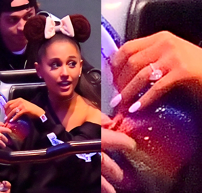 De férias na <i>Disney</i>, Ariana Grande exibe seu anel de noivado!