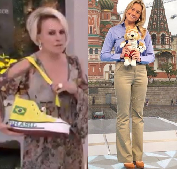 Ana Maria Braga aparece com sapatão e Fernanda Gentil comenta ao vivo, referindo-se a sua orientação sexual: - <i>Pega essa bolsa</i>