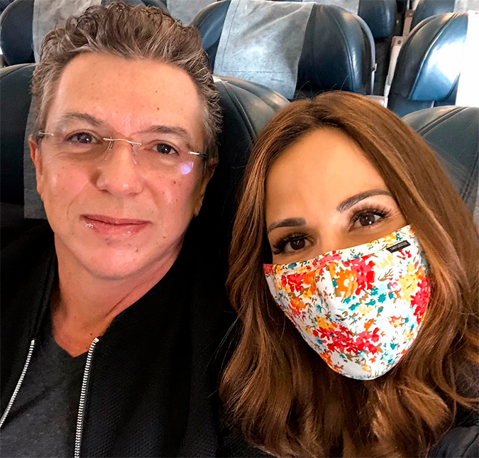 Ana Furtado posa de máscara e brinca: <I>Não posso pegar gripe, nem Brad Pitt, nem Tom Cruise, só o Boninho</i>