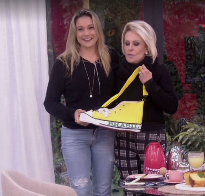 Ao ganhar <i>sapatão</i> de Ana Maria Braga, Fernanda Gentil brinca: <i>- Essa amizade vai render muito, querida</i>