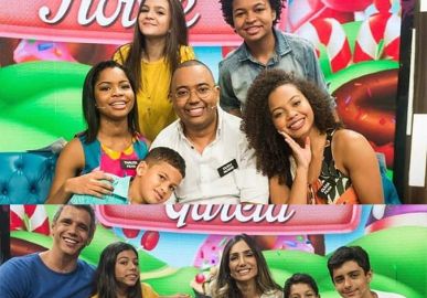 Márcio Garcia e Dudu Nobre entram na brincadeira no palco do <i>Tamanho Família</i>