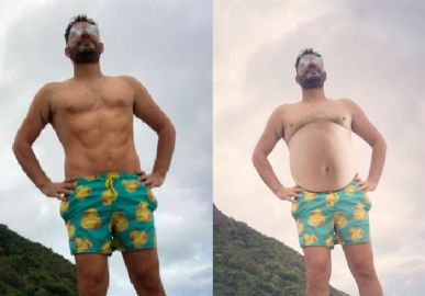 Evaristo Costa mostra foto de seu corpo <I>real</I> e diverte seguidores