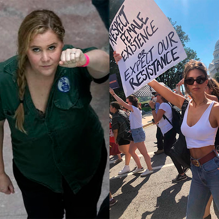 Amy Schumer e Emily Ratajkowski são detidas em protesto nos Estados Unidos