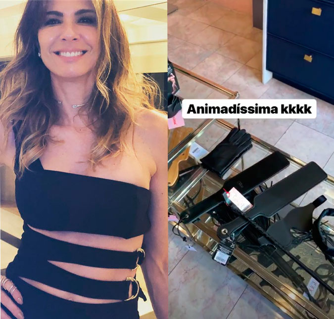Luciana Gimenez visita loja de sadomasoquismo e compartilha com seguidores: <i>Animadíssima</i>