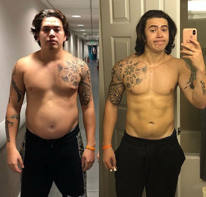 Whindersson Nunes posta foto comparando o antes e depois de eliminar 30 quilos