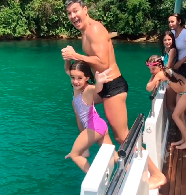 Rodrigo Faro posta vídeo pulando de barco junto com a filha, assista!