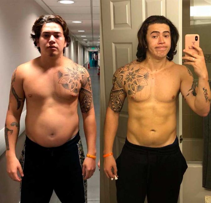 Ao entrar para um treino mais rigoroso com o fisiculturista Felipe Franco (ex-marido de Juju Salimeni) e de uma alimentação totalmente focada em seus objetivos, Whindersson Nunes fez um comparativo após perder mais de 30 quilos. Na legenda, ele apenas escreveu que na primeira foto estava com 106 quilos e na segunda com 78 quilos. Ao entrar para um treino mais rigoroso com o fisiculturista Felipe Franco (ex-marido de Juju Salimeni) e de uma alimentação totalmente focada em seus objetivos, Whindersson Nunes fez um comparativo após perder mais de 30 quilos. Na legenda, ele apenas escreveu que na primeira foto estava com 106 quilos e na segunda com 78 quilos.