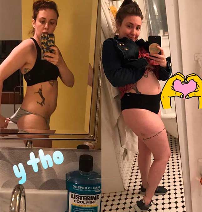 Lena Dunham mostra ganho de peso: <I>Feliz, orgulhosa e me curando</i>