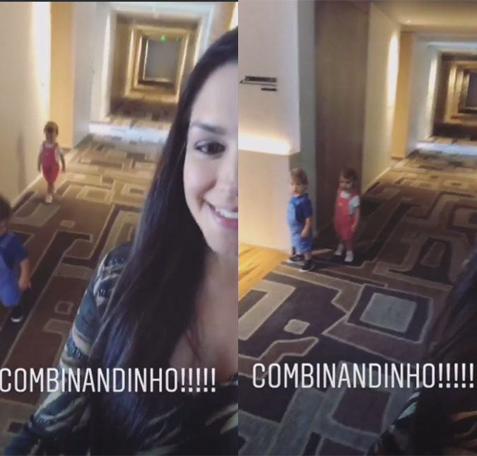 Thais Fersoza se derrete ao ver os filhos usando roupinhas iguais: <i>- Não aguentei!</i>