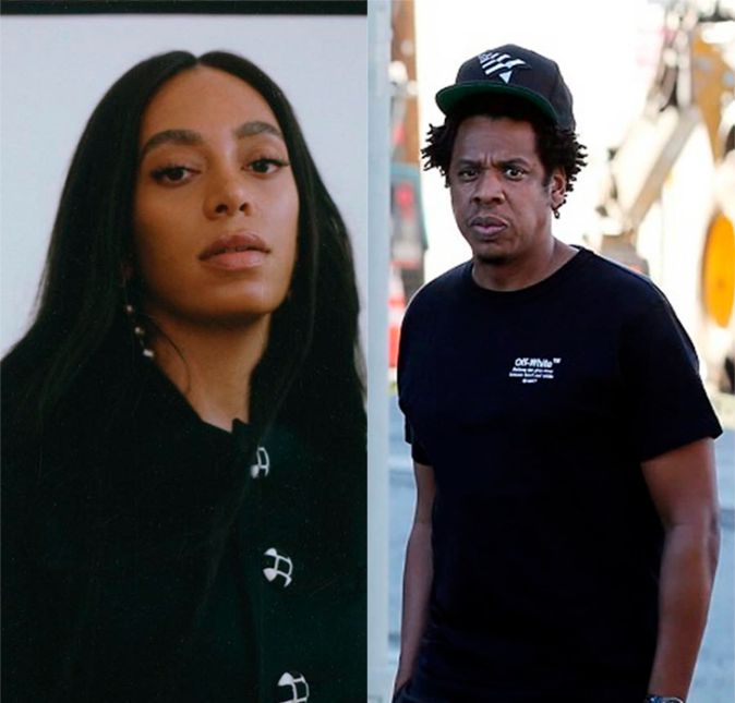 Em 2014, os fãs ficaram chocados com um vídeo que mostrava Jay-Z  brigando com a cunhada Solange Knowles dentro de um um elevador, onde a irmã de Beyoncé vai para cima do rapper e até o chuta! Três anos após o ocorrido, Jay-Z falou em uma entrevista para o podcast Rap Radar que sempre se deu bem com Solange e que se desentender com membros da família é algo normal. Apesar de tentar amenizar a situação, ele não explicou o motivo da discussão. Na época, os fãs comentaram nas redes socais que a briga teria acontecido por causa das traições de Jay-Z, que não eram aceitas pela irmã de Beyoncé.