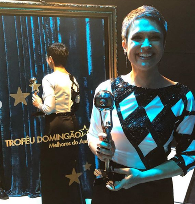 Vestido usado por Sandra Annenberg em premiação foi desenhado por menino autista
