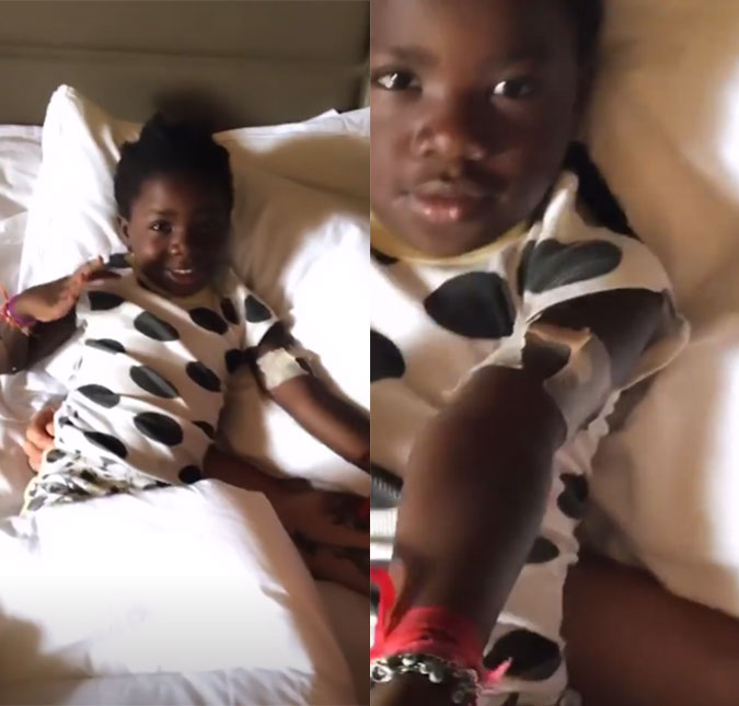Titi, filha de Bruno Gagliasso e Giovanna Ewbank, se queima com o <i>babyliss</i>