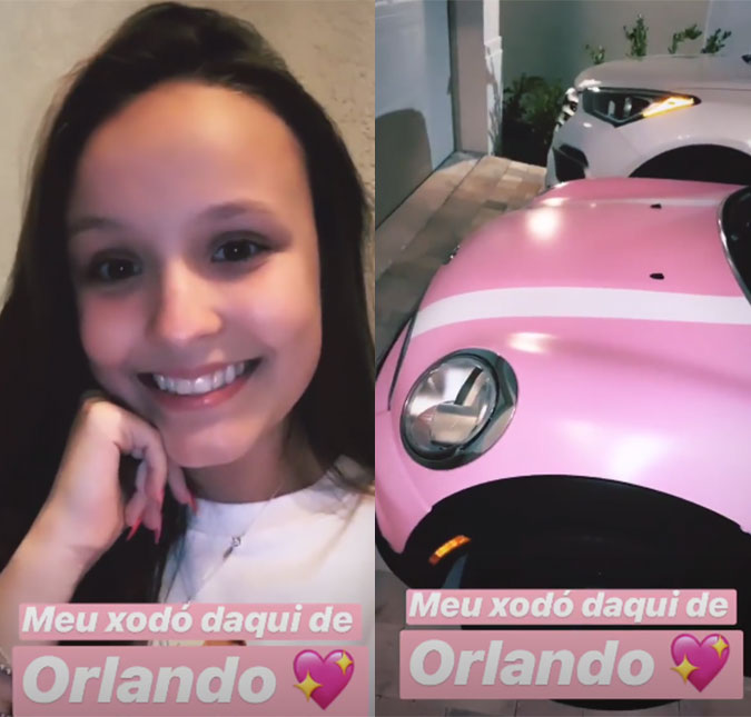 Larissa Manoela mostra carro rosa que ganhou ao completar 18 anos: <i>Meu xodó</i>
