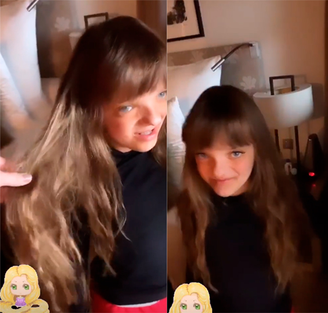 Ana Paula Siebert se diverte em vídeo de Rafinha Justus com o cabelo ondulado: Rapunzel
