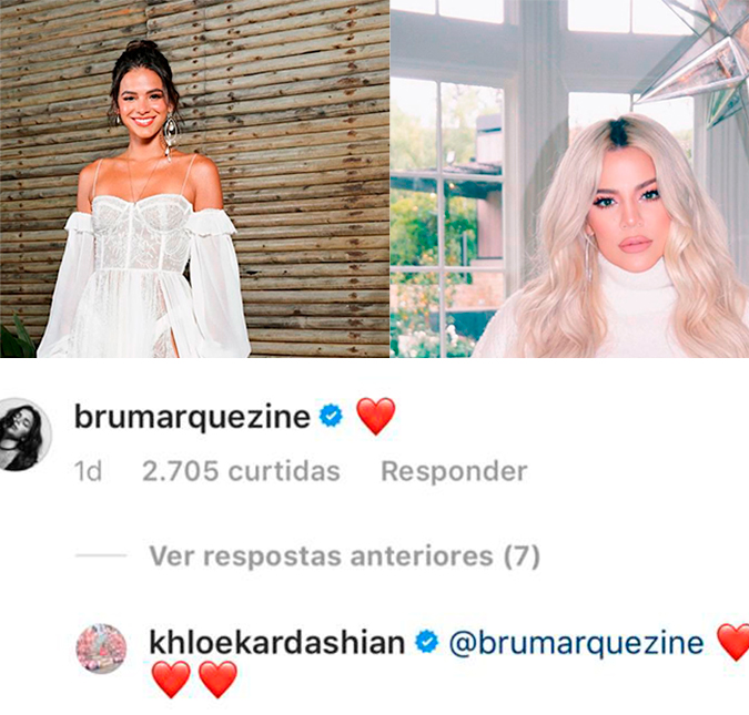 Khloé Kardashian responde comentário de Bruna Marquezine nas redes sociais