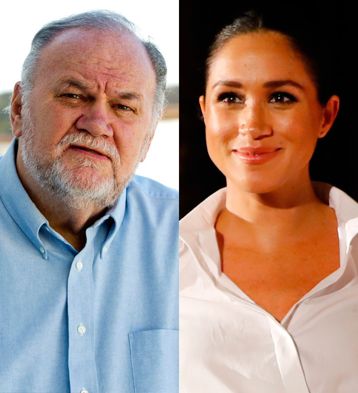 Pai de Meghan Markle nega que teria ignorado ligações dela no dia de seu casamento com Harry, diz <i>site</i>