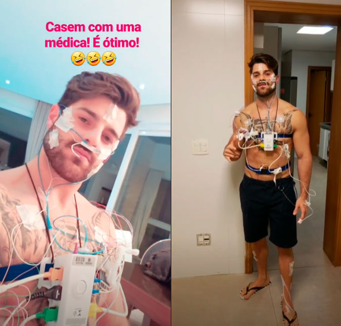 Alok aparece cheio de aparelhos médicos para fazer exame: - <I>Tô parecendo um robô</I>
