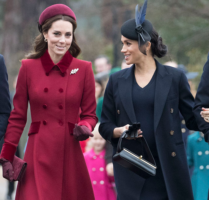 Kate Middleton fará um chá de bebê para Meghan Markle na Inglaterra, diz <I>site</I>