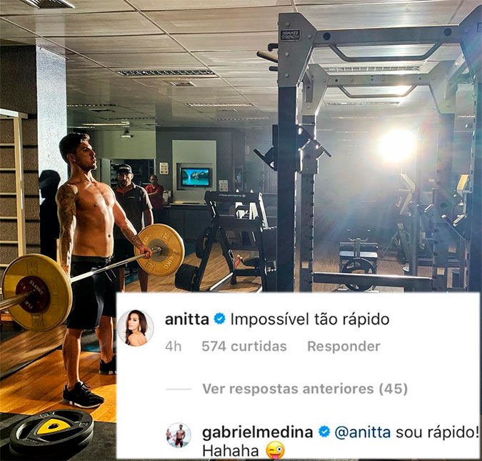 Após passarem Carnaval juntos, Anitta brinca em foto de Gabriel Medina