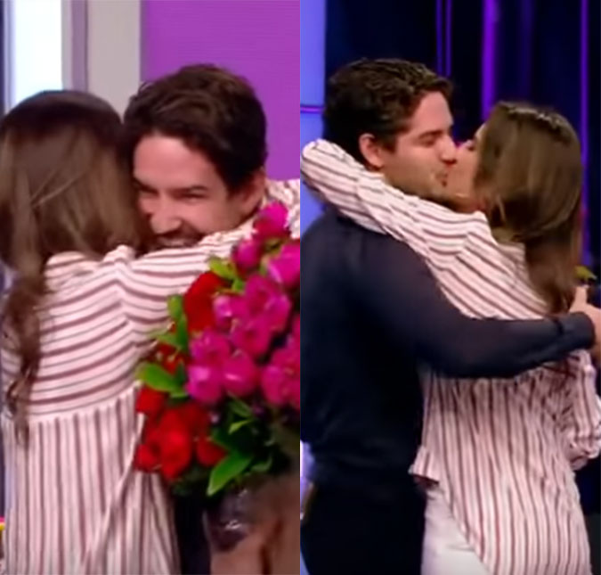 Alexandre Pato surpreende Rebeca Abravanel com flores durante programa, assista!