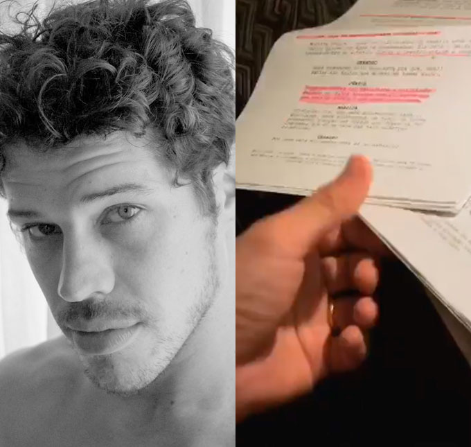 José Loreto é visto de aliança ao estudar roteiro de <i>O Sétimo Guardião</i>, veja o vídeo!