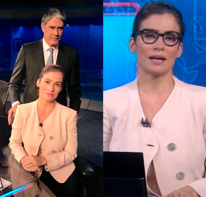 Roupa de Renata Vasconcellos engana e internautas espalham que apresentadora <I>pagou peitinho</I>, entenda!