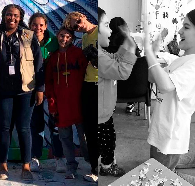 Katie Holmes leva Suri para visita a campo de refugiados na Grécia: <I>Grata por essa experiência</I>